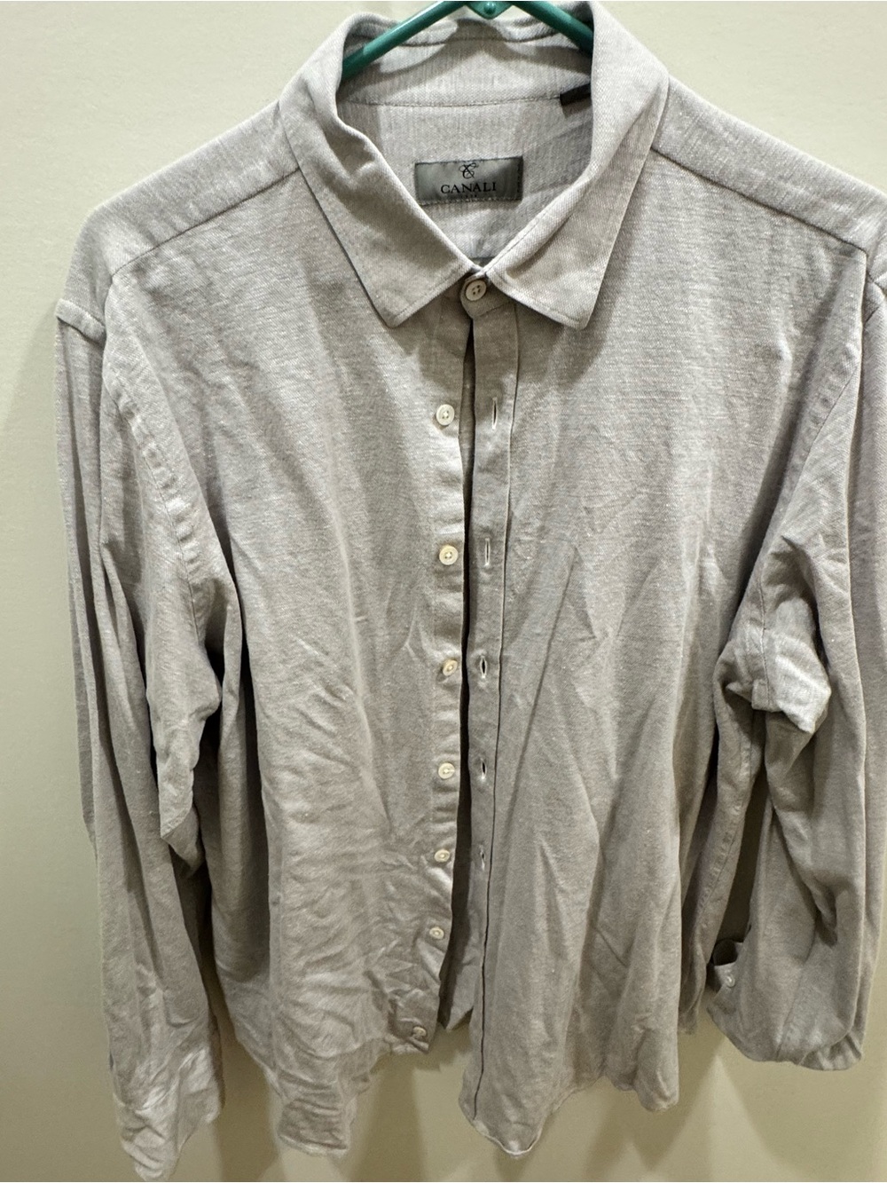 Canali Men’s Italian Luxury Long-Sleeve Shirt – Size XL – Light Gray